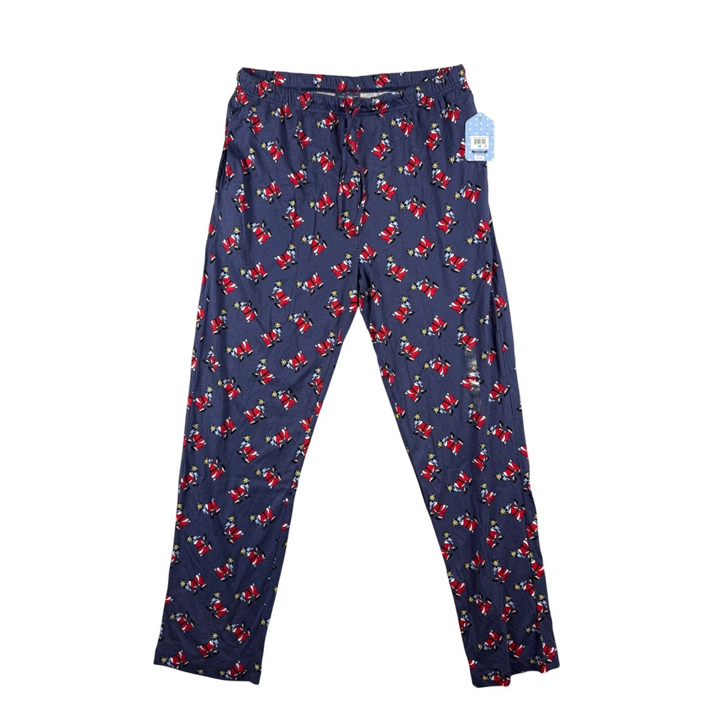 GOAT USA Mens Santa Goat Pajama Pants Navy Blue Christmas Sleepwear Large NEW
